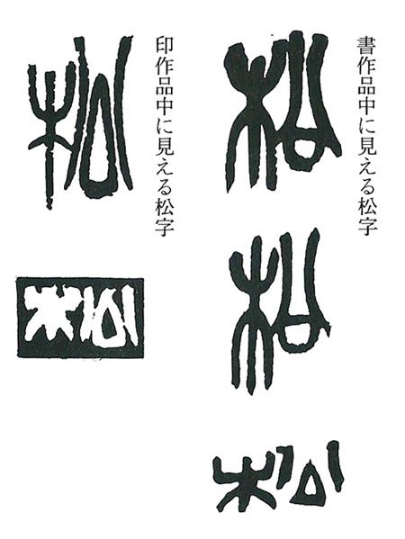 吴昌硕篆书"松"字和印中"松"字的比较