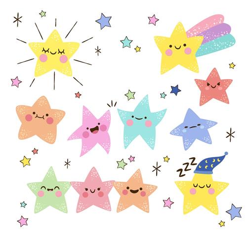 可爱卡通涂鸦星星形五角星图标logo