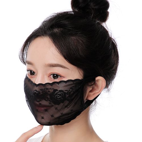 春夏季单层蕾丝女士口罩性感时尚韩版防尘防风口罩