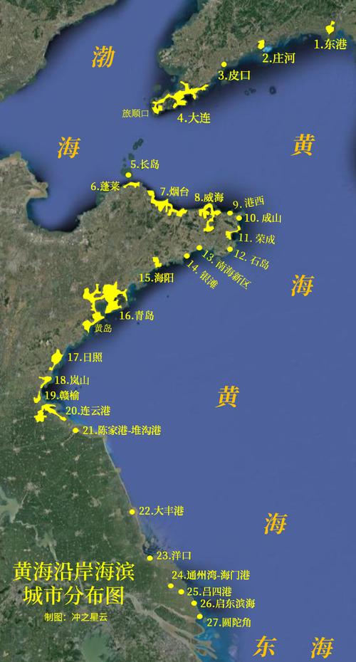 是渤海与黄海的分界线,以西为渤海,以东为黄