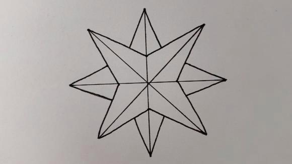 简单实用的立体八角星画法