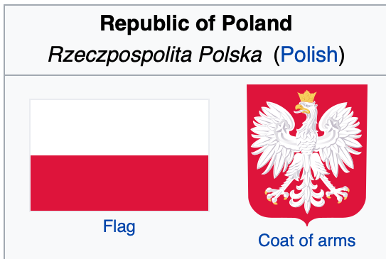 左为波兰国旗右为波兰国徽