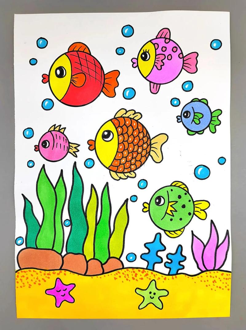 海底世界创意画! 教你用圆形画可爱的小鱼,简单好看,快来试试 - 抖音