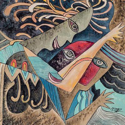 《欢愉》 宋庄青年艺术家 毕加索风格抽象画