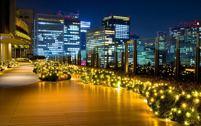 散步日比谷中城大楼观光层 东京城市夜景灯光