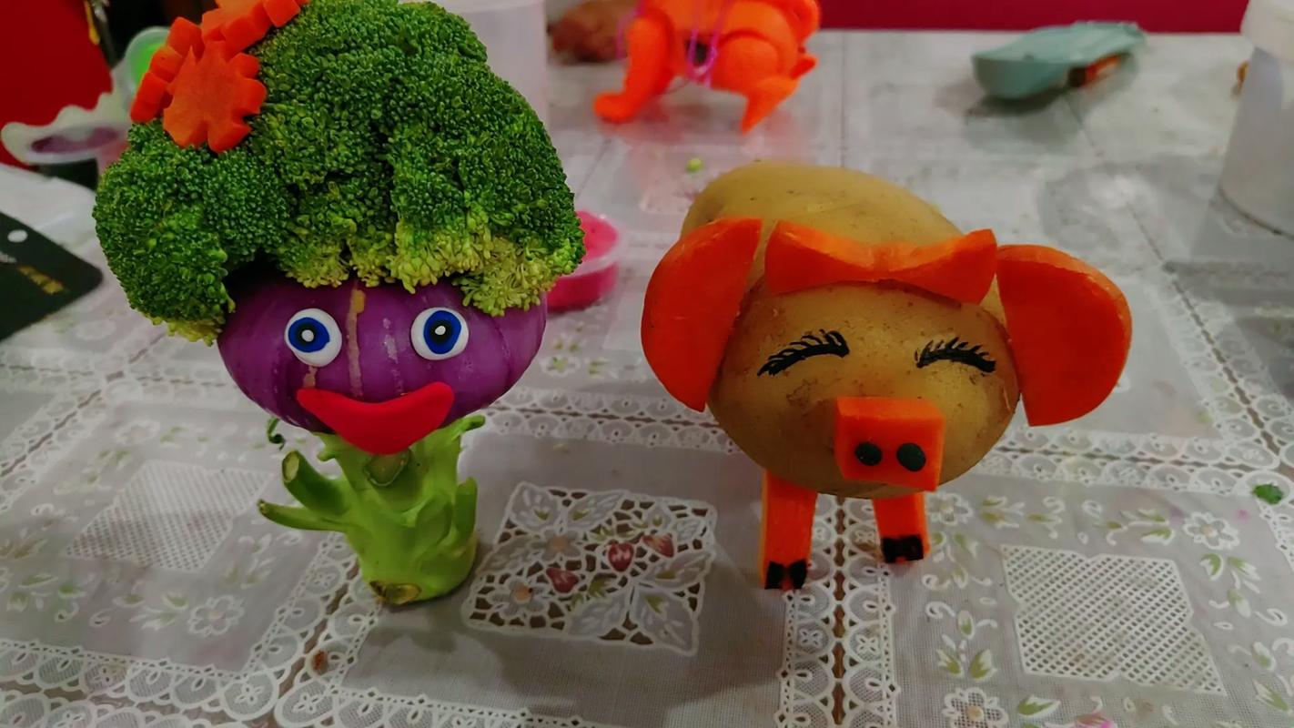 幼儿园布置的作业,蔬菜娃娃和小动物,为娘尽力了#蔬菜手工#幼 - 抖音