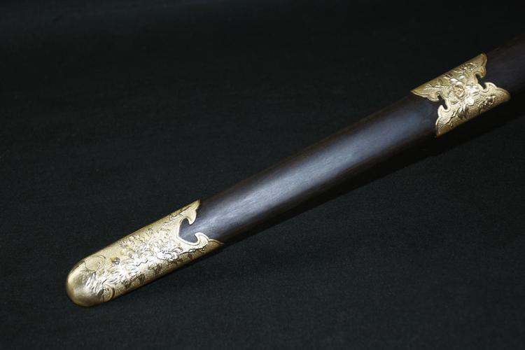 龙泉市刀剑花纹钢手工锻打四面剑传统复古唐剑乌木硬剑收藏未开刃