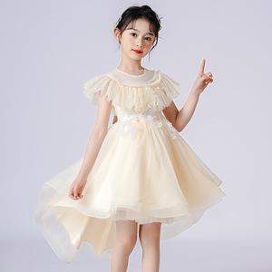 女童公主裙夏季拖尾礼服2022新款洋气儿童婚纱女孩气质高端演出服