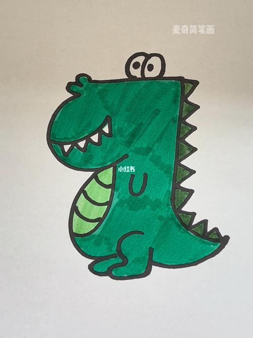 这样画小鳄鱼简单又可爱,一学就会～#简笔画教程  #儿童创意画