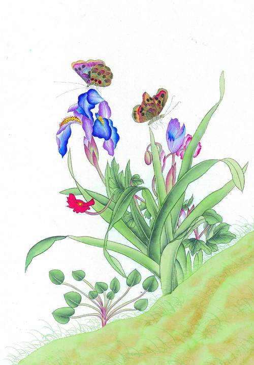 花卉蝴蝶国画图片