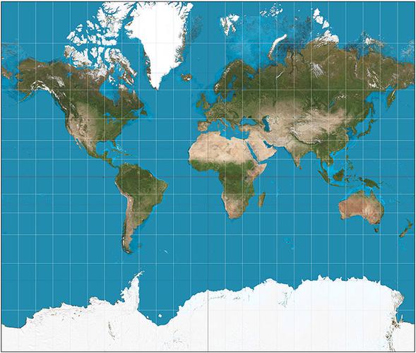使用麦卡托投影的世界地图