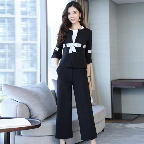 女士秋装新品韩版显瘦显瘦两件套时尚洋气阔腿裤时髦套装裤潮