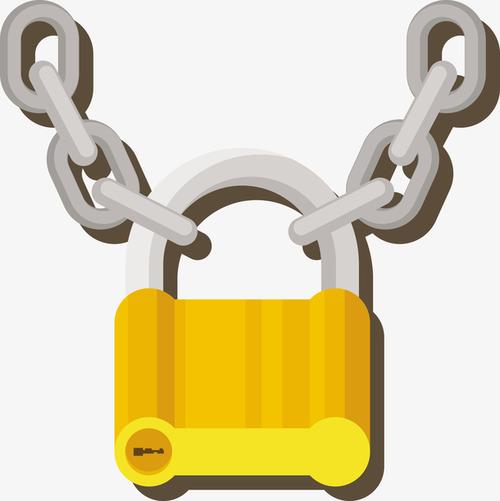 一把黄色的锁与链条免抠素材免费下载_觅元素51yuansu.com