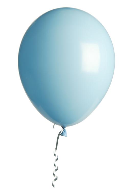 一个淡蓝色的派对气球漂浮在白色的背景上图片