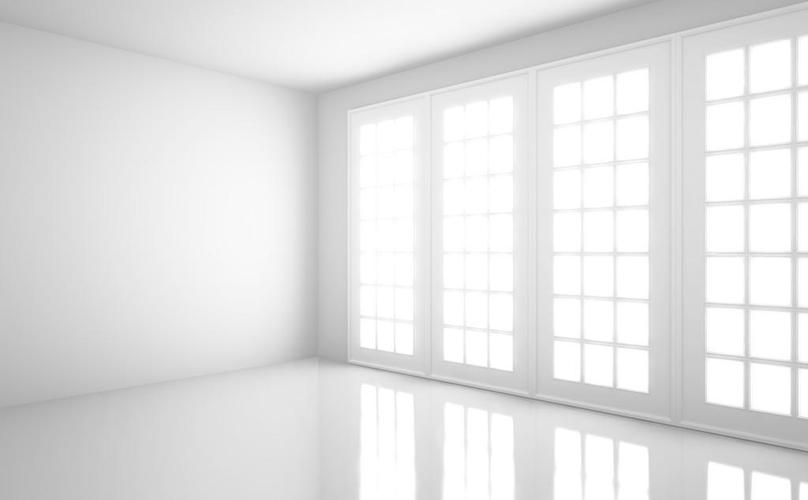 白色的房间,空光白色房间的窗口