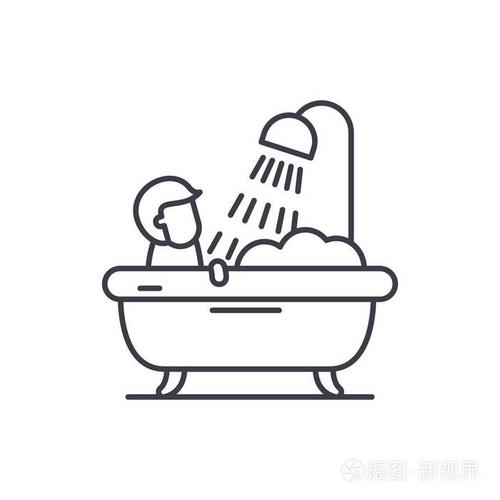 男装浴室矢量线性插图, 符号, 符号插画-正版商用图片14sa30-摄图新