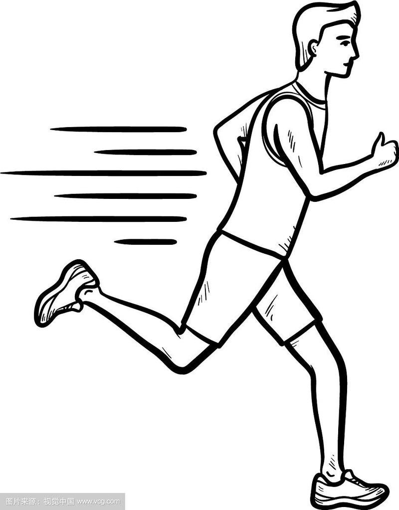 跑步人手绘轮廓涂鸦图标