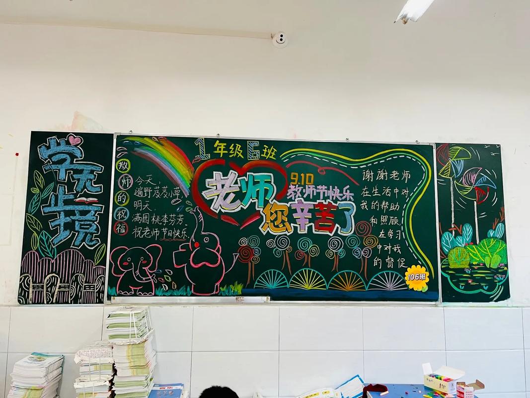 黑板报粉笔画 #教师节 #开学黑板报  开学第一周#粉笔画 - 抖音