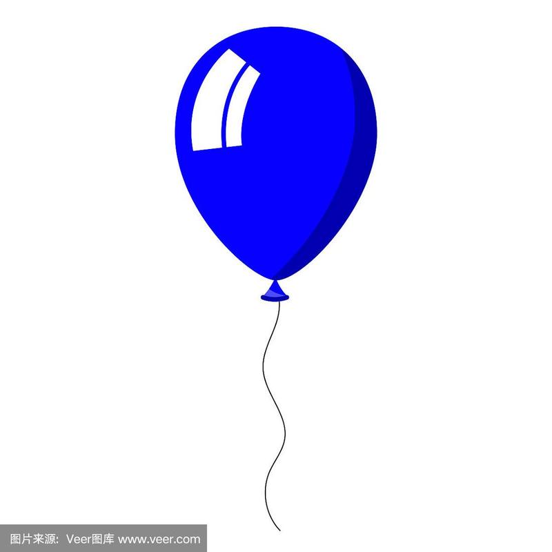 白色背景上的蓝色气球