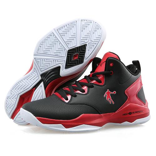 乔丹科技缓震舒适革面篮球战靴xm3550109黑色/乔丹红43