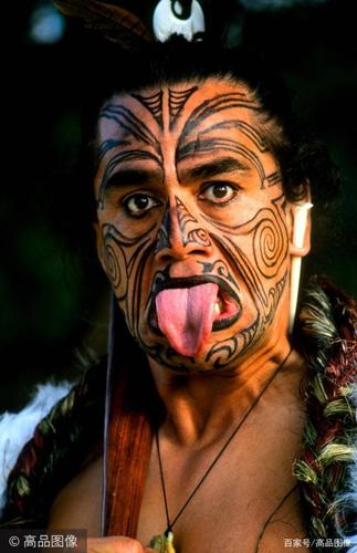图为毛利人土著男子画像与纹身和身体彩绘.图片来源:高品图像