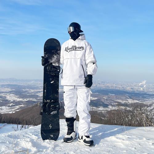 zachariah美式复古单板白色滑雪服套装防风防水男加厚保暖冲锋衣