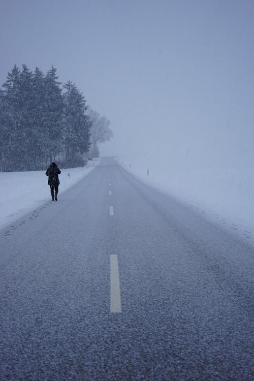 暴雪,道路,回家的路上,孤独,离开,感冒,人