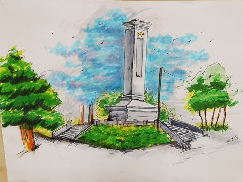 绘画作品五:新四军烈士纪念碑