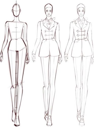服装设计人体画法步骤, 服装手绘人体动态步骤, 服装人体手绘步骤