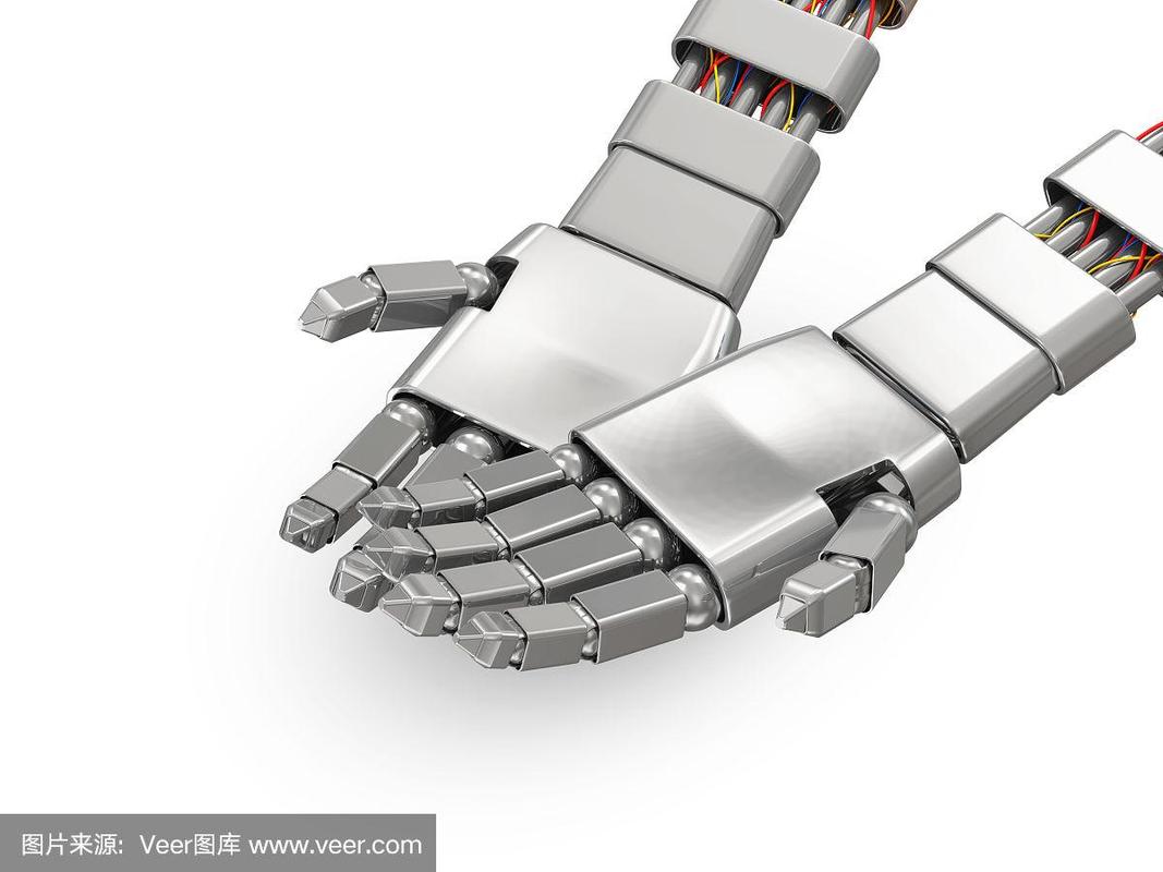 金属机器人手与手掌向上