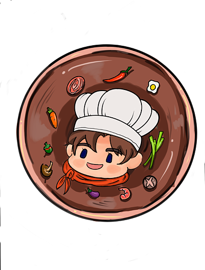 餐饮美食厨师q版图标徽章免抠素材