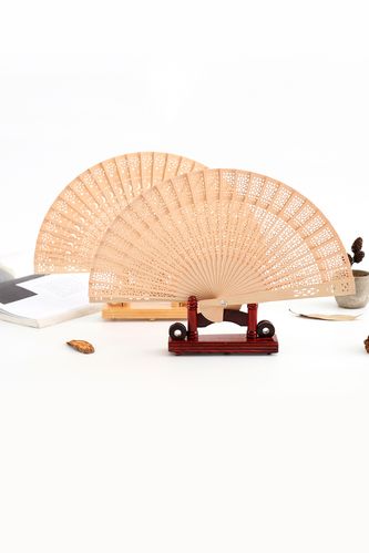 木质扇子中国风檀香扇古风随身镂空全木扇流苏配饰折扇女式折叠扇