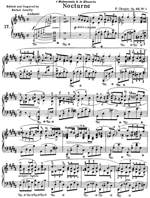 (肖邦 夜曲第二版)17 nocturne-op-62-no-1 原版 五线谱 钢琴谱 正谱