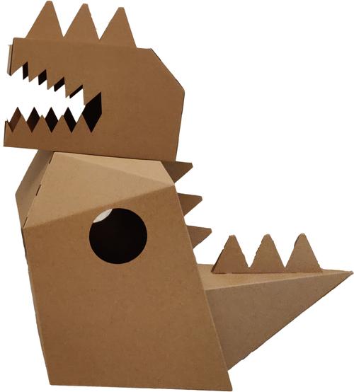 霸王龙涂鸦纸箱纸板折纸抖音可穿恐龙幼儿园手工拼图