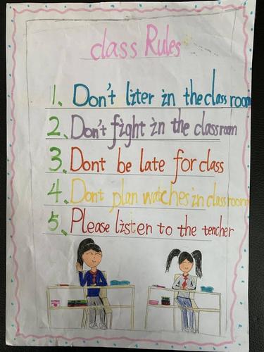 三年级孩子们的主题是"class rules".