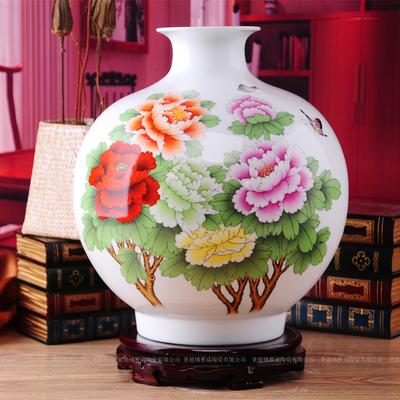 景德镇陶瓷器客厅摆件现代时尚牡丹家饰结婚礼物收藏品花瓶