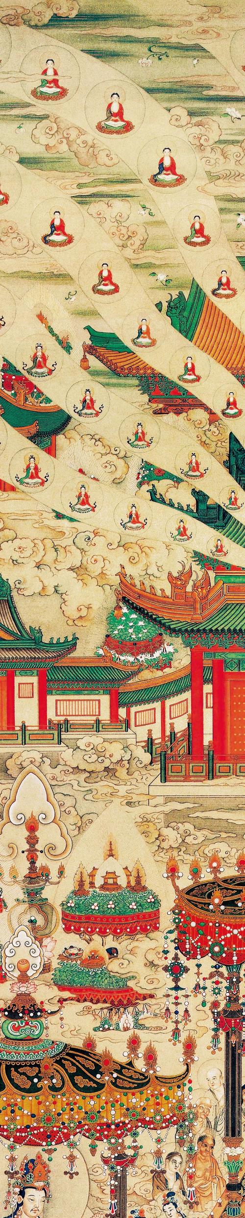 清代《极乐世界图》丁关鹏绘 台北故宫博物院藏