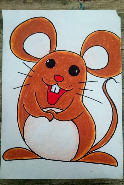 老鼠-蜡笔画图集图片_儿童蜡笔画_少儿图库_儿童资源网