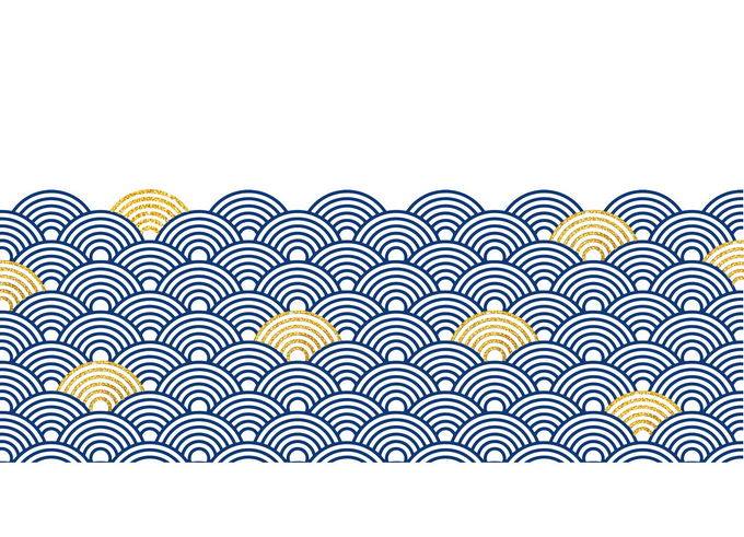 蓝色金色的中国风海浪波浪图案1496596免抠图片素材 装饰素材-第1张