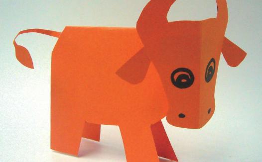 「儿童剪纸手工游戏:动物篇」:小牛剪纸,小牛怎么剪?