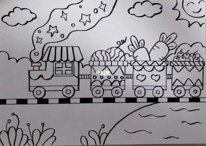 儿童画小火车