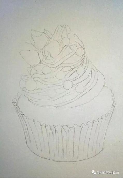 蛋糕素描简单,铅笔画_大山谷图库