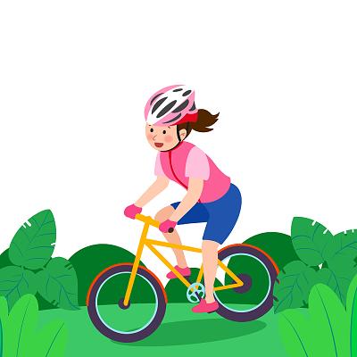 扁平骑自行车人物与自行车元素郊游运动png素材自行车骑自行车骑
