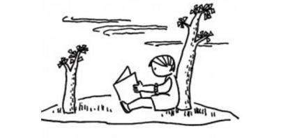简笔画人靠着树读书简笔画儿童树下看书简笔画背靠背树下看书简笔画