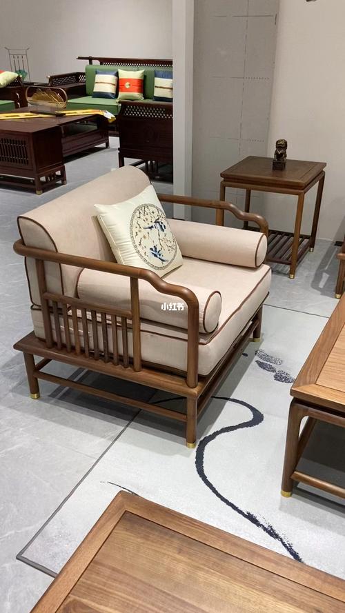新中式家具北美黑胡桃木实木沙发