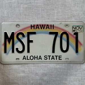 美国车牌hawaiihi夏威夷州msf-701复古收藏国外国牌照牧马人怀旧