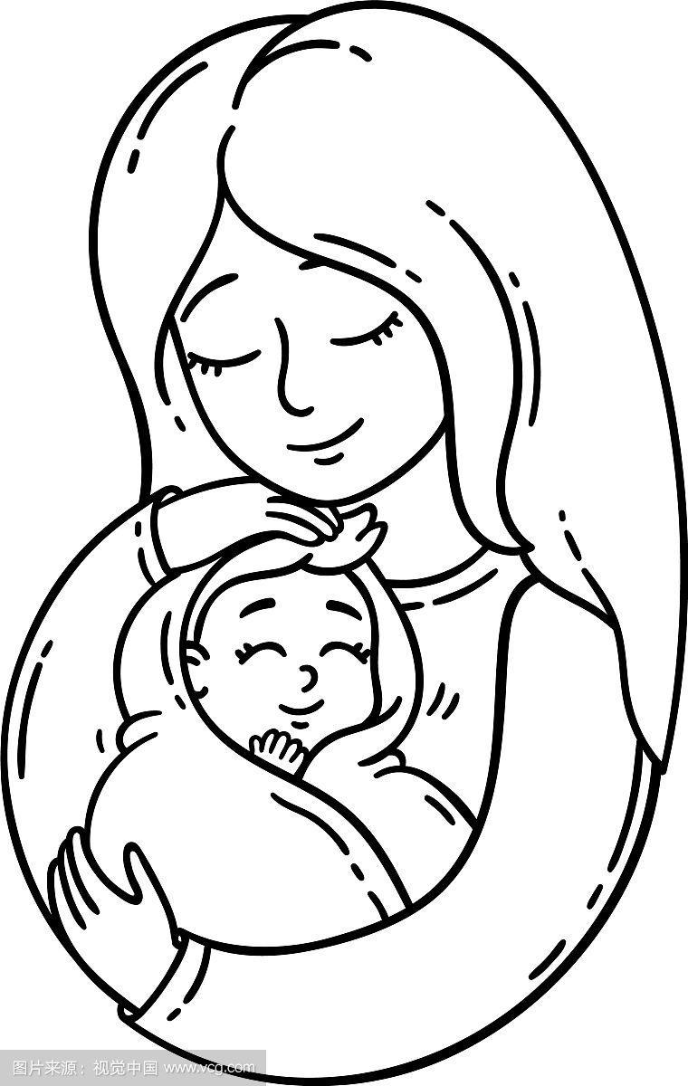 母亲抱着婴儿