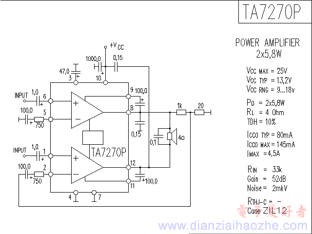 ta7270p音频功放ic电路图