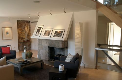 现代别墅白色创意墙壁客厅装修效果图