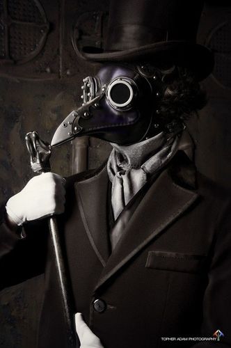 (欧洲黑死病时期被聘请来识别和隔离病人的医生) 瘟疫医生面具,鸟嘴状
